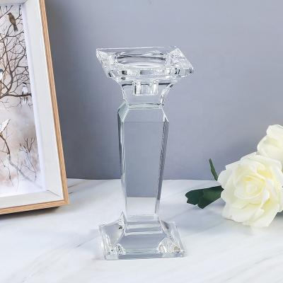 China Modern Simple Home Decorative Crystal Candlestick Dining Transparent Crystal Candle Holders for sale