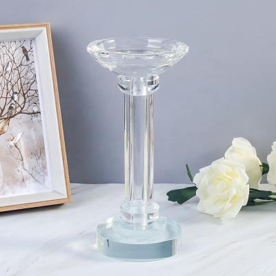 China Wholesale Modern Simple Cheap Clear Crystal Church Decorative Custom Crystal Candle Holder Beautiful for sale