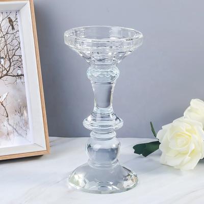 China Factory Supply Modern Simple Wedding Or Set Home Decoration Glass Crystal Candlestick Holders for sale