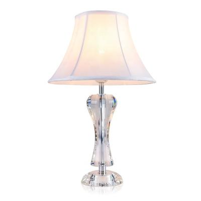 China Luxury eco-friendly crystal table lamp with handmade fabric lampshade for hotel/family crystal desk lamp for sale