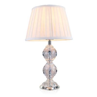 China Modern nordic crystal base table light fabric lampshade home/hotel handmade crystal table lamp for sale