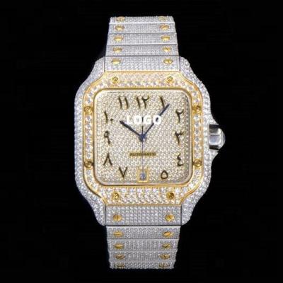 China Day/Date Diver Watch 39.8MM Mechanical QuickSwitch WSSA0013 2824 Movement Brand Two Tone Gold VVS Arabic Icy Gypsophila Diamond Watches for sale