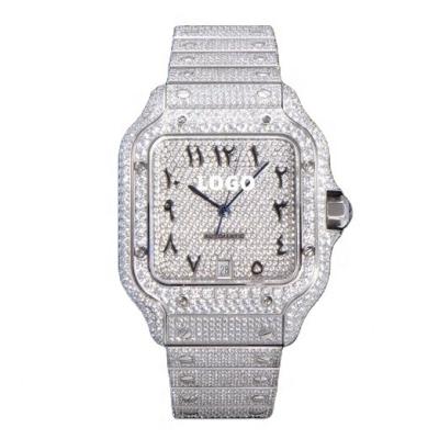 China Luxury mechanical diver watch 39.8MM day/date 2824 movement QuickSwitch WSSA0013 brand VVS gypsophila Arabic diamond watches for sale