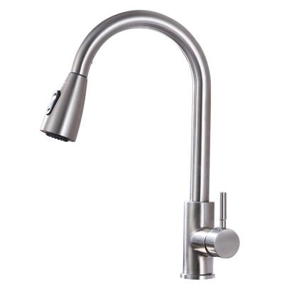 China Modern Deck Mounted 304 Stainless Steel Sink Mixer Kitchen Faucets With Pull Down Sprayer Top Pull Out Popular Kitchen Faucet for sale