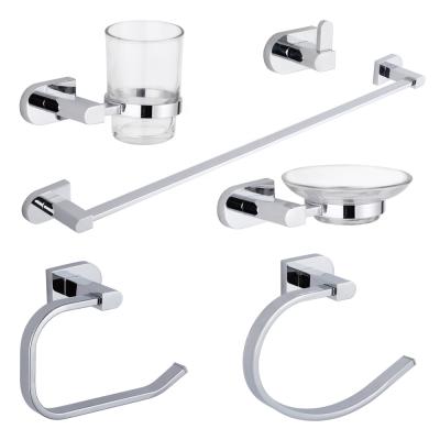 China Sustainable Hotel Modern Design Chrome Bathroom Hardware Set Bathroom Accessories Set Zinc Alloy Bath Partition for sale