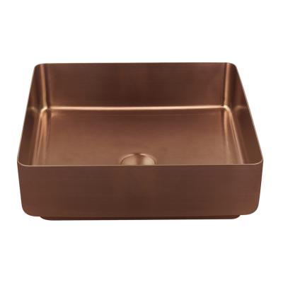 China Sustainable Rose Gold Colored 304 SS Rectangular Shape Sinks Sanitary Ware Hotel Custom Bathroom Basin for sale