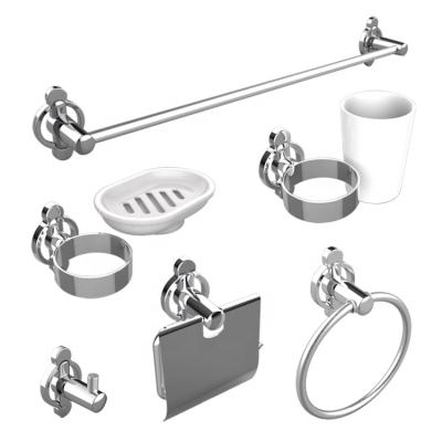 China Sustainable Plastic Bathroom Accessories Set Wall Mounted Accessory Plastic And Zinc Chrome 6pcs Per Set for sale