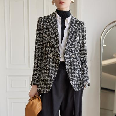 China Breathable Women Sleeveless Long Turn Down Blazer Worsted Casual Tweed Jacket Coats Ladies Office Wear Suits for sale