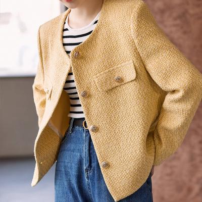 China QUICK DRY New Arrive Women Button Down Coat Ladies Office Wear Fashion Jacket Casual Worsted Short Coat for sale