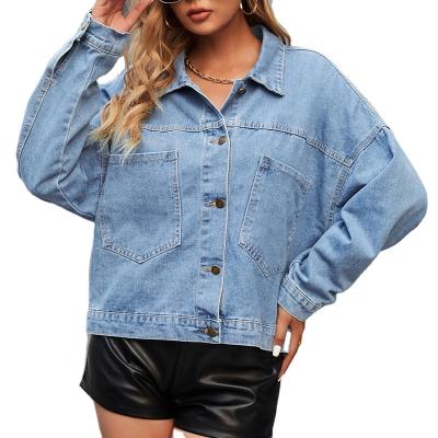 China Autumn Winter Women Long Sleeve QUICK DRY button down blue jeans jackets turn down denim jacket for women for sale