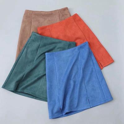 China New High Quality Breathable Bodycon Mini Skirts Women Casual Slit Fashion Deerskin Velvet Skirt for sale