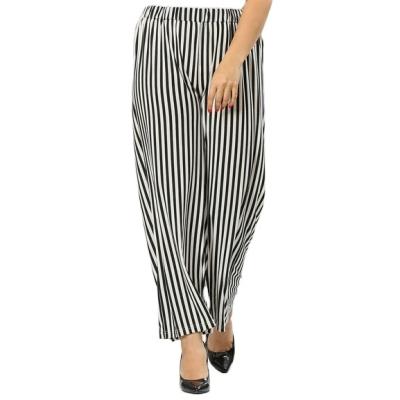 China QUICK DRY Elastic Black Waistband Women Stripe Long Pants Ladies White Office Pants Trousers For Women for sale