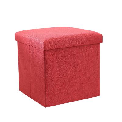 China Collapsible Cube Storage Color Cotton Fabric Ottoman Folding Storage for sale