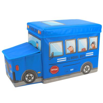 China Foldable Kids School Bus Train Box Dust Proof Nonwoven Fabric Multifunctional Foldable Storage Ottoman for sale