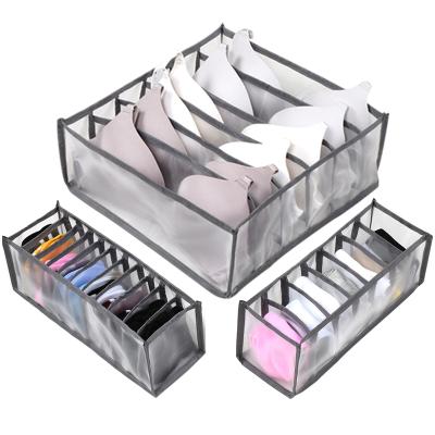 China Viable Hot Sale 3 Set Clear Nylon Mesh Bra Underwear Box Closet Drawer Storage Organizer for sale