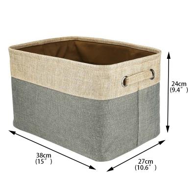 China High Quality Viable Canvas Fabric Polyester EVA Coated Toy Cloth Towel Rectangular Storage Basket With Handle for sale