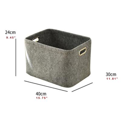 China Durable Hot Selling Felt Fabric Rectangle Handle Double Stocks The Duty Fabric Storage Basket for sale