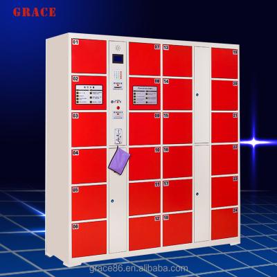 China 24 Door Storage Cabinet Pool Cold Rolling Steel Coin Operated Electronic Lockers for sale