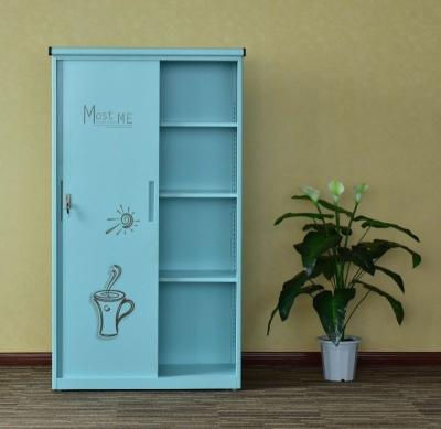 China Eco - Friendly White Color Industrial Metal Bedroom Wardrobe With Printing Pictures for sale