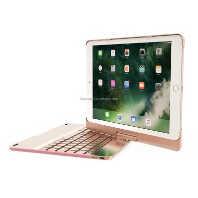 China ERGONOMIC 360 Rotate Smart Wireless Stand Keyboard Cover 7 Color Backlit Keyboard Case For iPad Air iPad Air 2 iPad 9.7 for sale