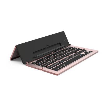 China For Tablet Special Customized Triple Folding Aluminum Alloy Wireless Keyboard For Mobile Phone for sale