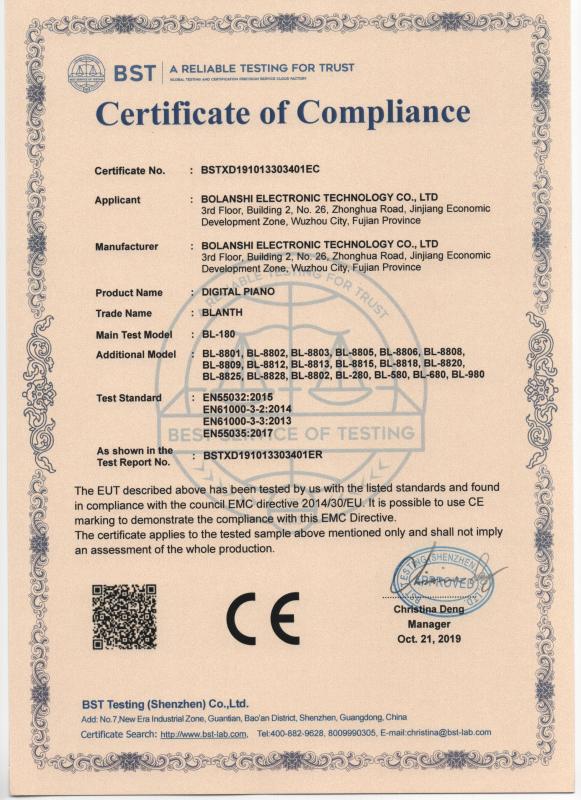 CE - Quanzhou Bolanshi Electronic Technology Co., Ltd.