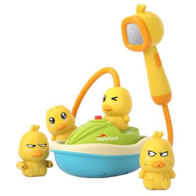 China 1-3 Years (not included) Battery Operated Baby Bathtub Toys Duck Shower Head Plastic Electric Bath Sprayer for Toddlers for sale