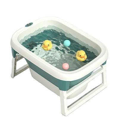 China Stable High Quality Plastic Baby Tub Thermometer Foldable Baby Bath Tub With Stand for sale