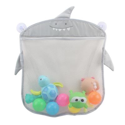 China Cute Baby Bath Toy Organizer Cartoon Shark Mesh Kids Shower Trolley Storage Net Bag Quick Drying for sale