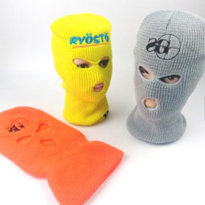 China Designer Custom Embroidery Logo Full Face Cover 3 Hole Bandit Knitted Skimask Balaclava Ski Domino COMMON for sale