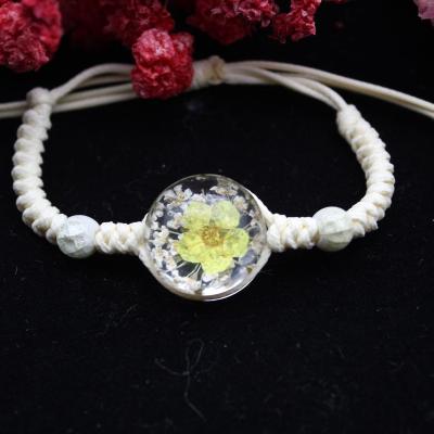 China Real Crystal Flower Bracelet Bangles Dry Flowers for sale