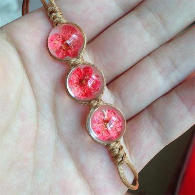 China Real Crystal Flower Bracelet Bangles Dry Flowers for sale