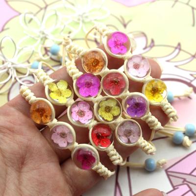 China Real Crystal Flower Bracelet Bangles Dry Flowers for sale