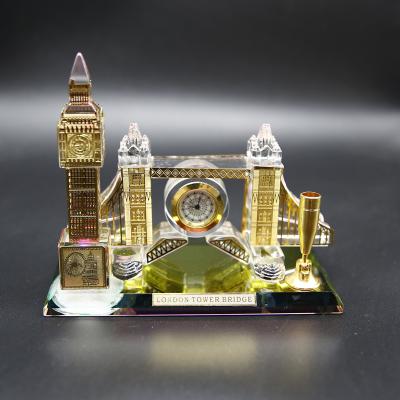 China China 24K Plated Crystal Craft Big Ben London Bridge Famous Buildings Model for sale