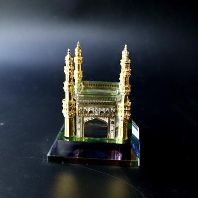 China China 24K Plated Hyderabad Crystal Craft Charminar Famous Buildings Model for sale