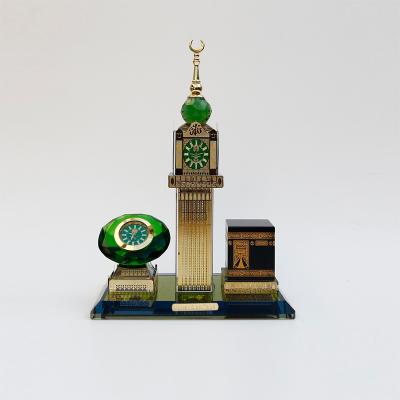 China China Kaaba Mecca Clock Tower Muslim Islamic Gifts Crystal Craft with Clock 3 Piece Set Decoration for Car and Office Multi Sizes for sale