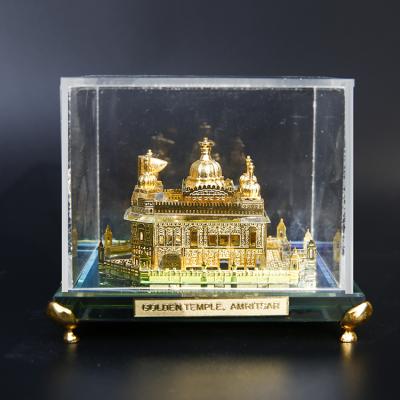 China India Crystal 24K Gold Plated Crystal Gift Gold Temple Sikh Gifts Amritsar Souvenir Crystal Building Model for sale