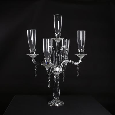 China Wedding Top Grade Removable Crystal Glass Wedding Centerpieces Centerpiece Candelabra Candle Holder Party Glass Candle Holders for sale