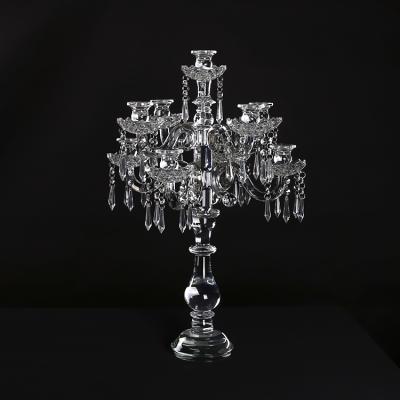 China Home Decoration Candle Holders Lotus Items 9 Heads Candlestick Wedding Crystal Candle Holder for sale