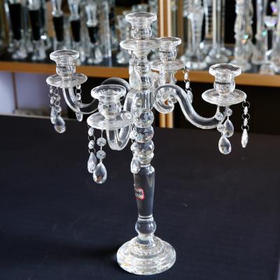 China Home Decoration 5 Arm Candle Holder Candle Holder Lotus Items 5 Crystal Candlestick for sale