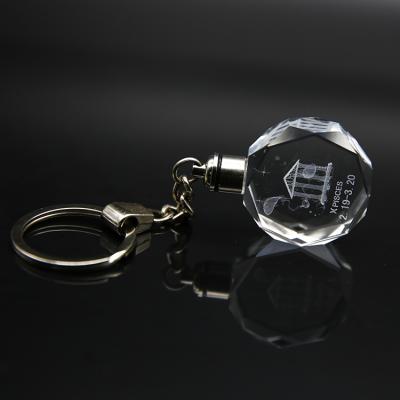 China Custom key chain key holder leaded key chain holder crystal key chain led light laser engraved logo 3d crystal 3d laser engrave keyholder for sale