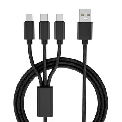 China 2021 Popular New Design Factory Price 3 In 1 Multi Function Charging Data Cable High Quality Adapter Cable For iPhone , Type-C Use 1M for sale