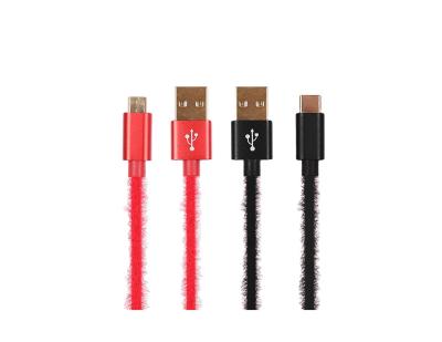 China Multi Function Data Transfer Cable NEW High Quality Factory Fluffy Style USB AM 2.0 To Type CF 3.0 Gold Plated Terminal 3A Fast Charging Data Transmission Cable for sale