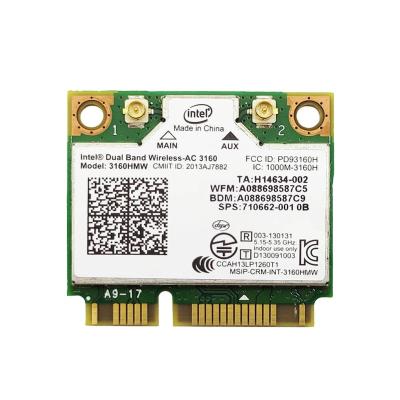 China LAPTOP for Intel ac 3160 3160HMW 3160ac model card ac3160 3160ac dual band mini PCI-E WIFI Network wireless card for sale