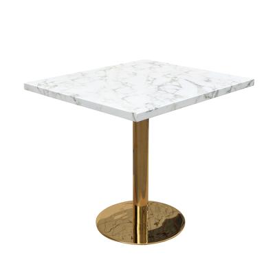 China Mesa Marmol Restaurant Bar New Product Cube Side Top Dining Tables Metal Square Convertible Luxury Marble Base for sale