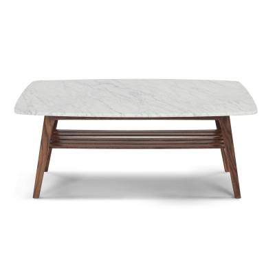 China Other High Quality Living Room Square Dining Table Italian White Marble Coffee Table With Walnut Legs for sale