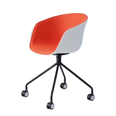 China Other Professional Manufacturer Fabric Seat Use Specific Swivel Plastic Chair With Wheels for sale