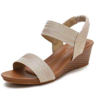 China Low Wedge Sandal Woman Round High Heel Women's Round Wedge Heel Sandals Wedges Sandals for sale