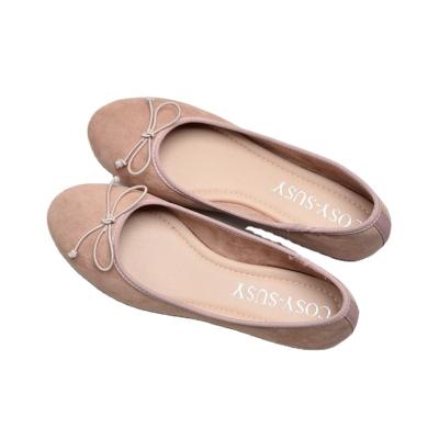 China Popular Hot Selling Single Color Round Ladies Walking Casual Shoes Round Toe Slip On Women's Classic Flats for sale