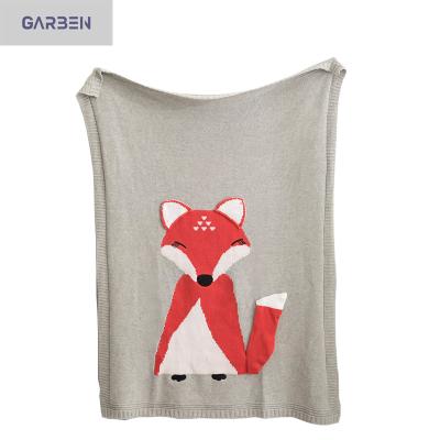 China Hot Sale Folded and Wholesale 100% Cotton Knitted Luxury Kids Baby Super Soft Blanket Throw for sale